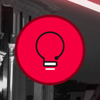 rotes Icon mit Glühbirne